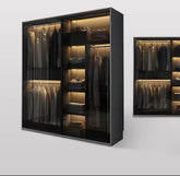 Bedroom Glass Sliding Door Wardrobe Clothes Storage Cabinet Closet Double Wardrobe Cabinets Wardrobes Furniture Modern Simple Jonine&