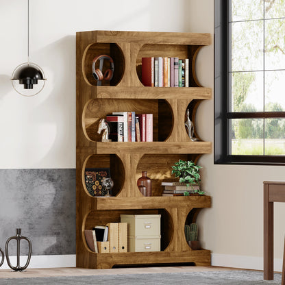 Curves That Work — Tribesigns 71" Tall S-Shaped Bookcase & Display Shelving