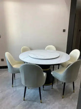Round Sliding Table Luxury Table Stainless Steel Kitchen Islands Transparent Mesa Comedor Garden Furniture Sliding Dining Wash Jonine&