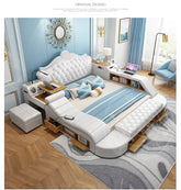 Headboard Storage Double Bed Queen Drawers King Size Smart Bed Luxury Princess Modern Letto Matrimoniale Bedroom Furniture Jonine&