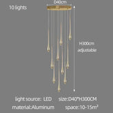 Golden Branch Staircase Chandelier — Multi-Light Pendant for Duplex & Statement Spaces Jonine&