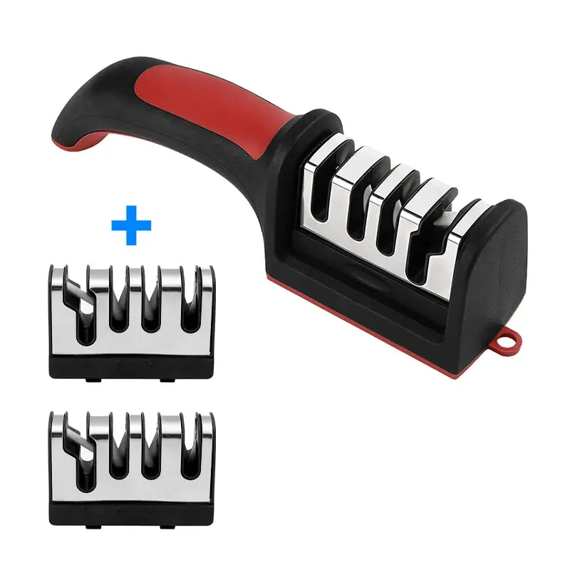 4-Stage Kitchen Knife Sharpener Tungsten Steel/Ceramic Sharpening System Handheld Sharpeners with Non Slip Base Kitchen Knives Jonine&