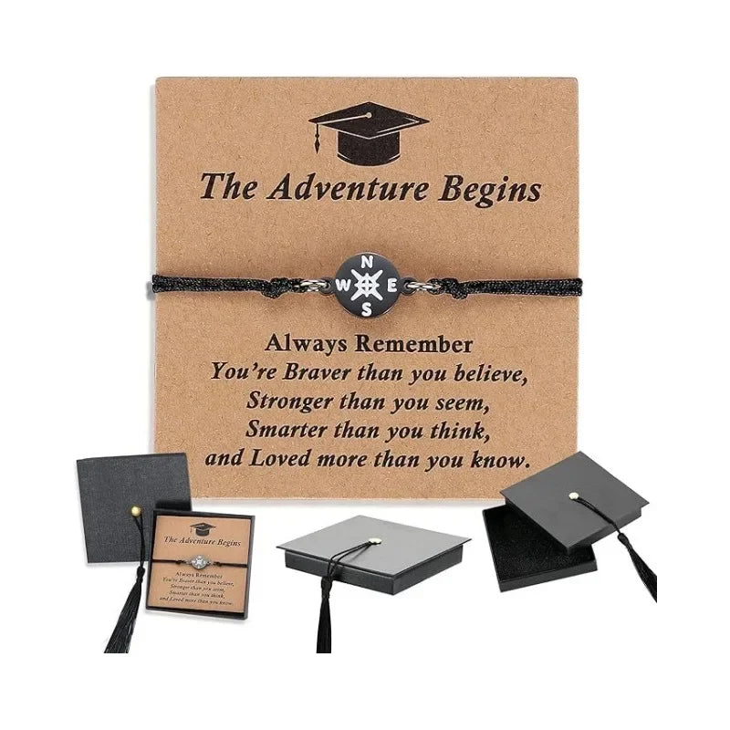 Graduation Gift Box Set — Compass, Bracelet & Keepsake Card