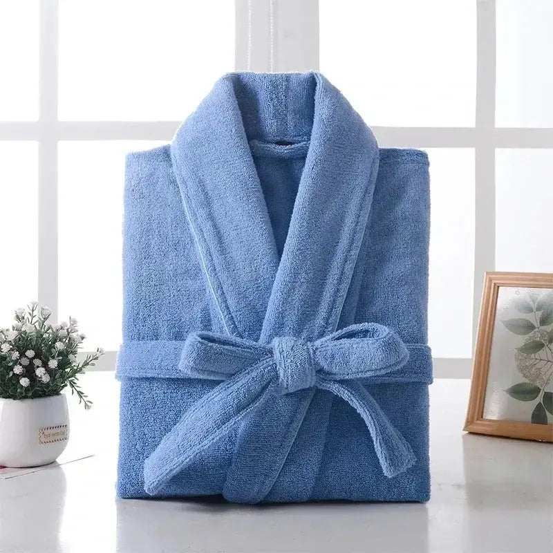 Terry Robe Women 100% Cotton Bathrobe Lovers Brown Robes Men Bathrobe Solid Towel Fleece Long Sleepwear Bridesmaid Robe White Jonine’s Corner