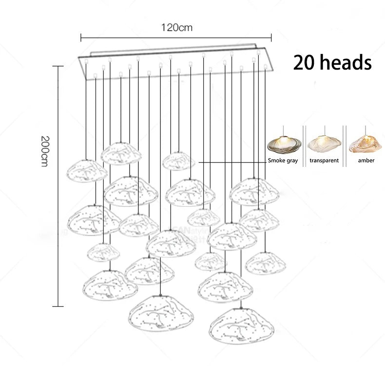 Modern Luxury LED Staircase Chandelier — Dimmable Multi-Head Pendant Light