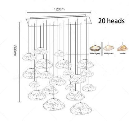 Modern Luxury LED Staircase Chandelier — Dimmable Multi-Head Pendant Light