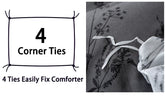 Black and White Plant Print Three-Piece Quilt Cover Set (1 Quilt Cover + 2 Pillowcases) Ultra-Soft Breathable Fabric, Skin-Friendly, Comfortable, Breathable, Machine Washable, Suitable for All Seasons, Elegant and Exquisite, Jonine&