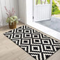 Geometric entryway rug with bold modern pattern and soft flannel surface