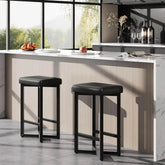 24" Bar Stools Set of 2 — Backless Counter Height with PU Leather Seat