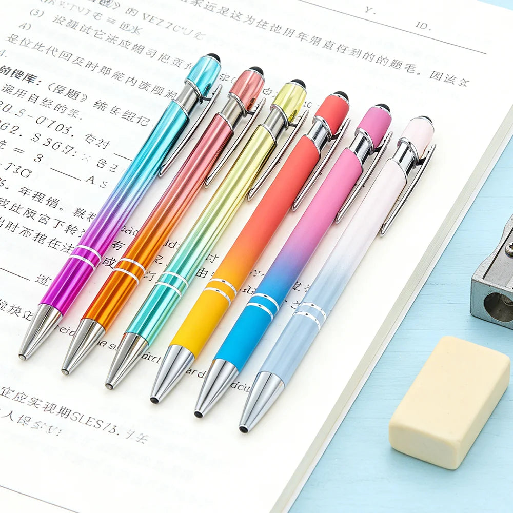 20-200Pcs Gradient Metal Ballpoint Pens with Stylus Tip Free Custom Logo Ballpens for Corporate Gifts & Wedding Favors