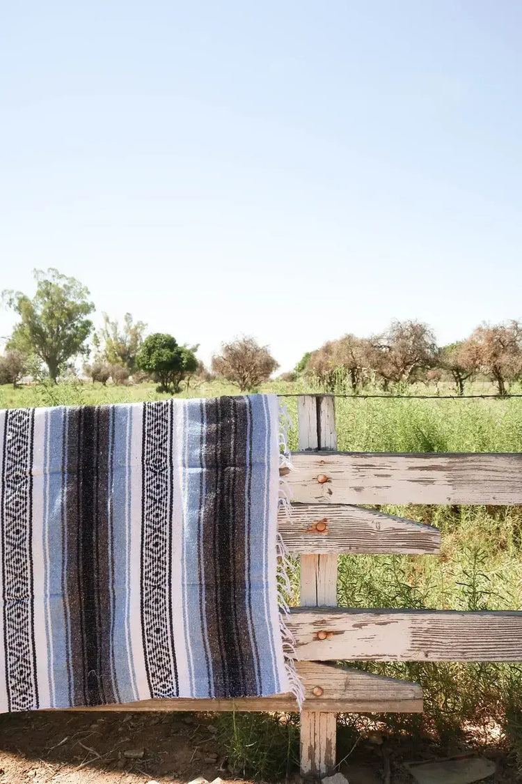 Mexican Handwoven Throw Blanket — Striped Tassel, 130×170cm