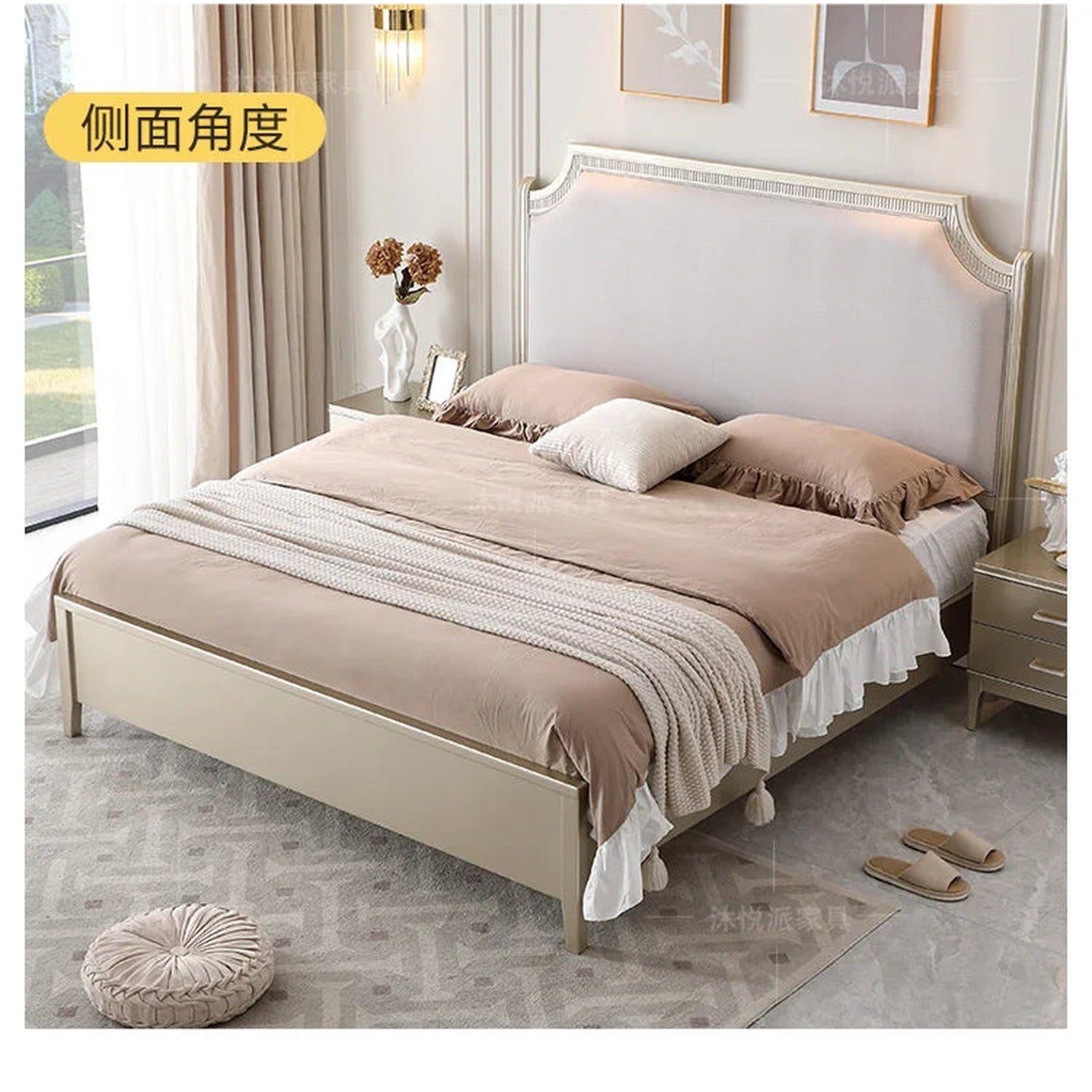 European Minimalist Waterproof Bed Frame with Headboard