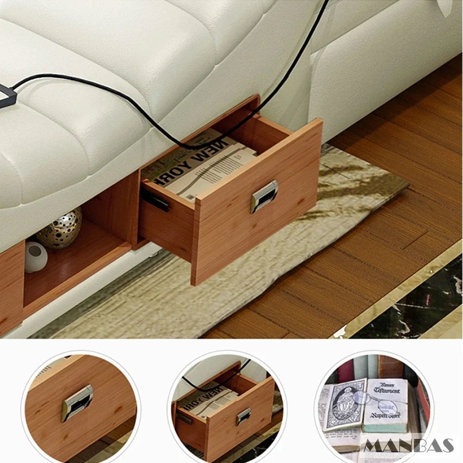 The Everything Bed — Upholstered Platform Bed with Drawers, LED Lighting &amp; Bluetooth Speaker