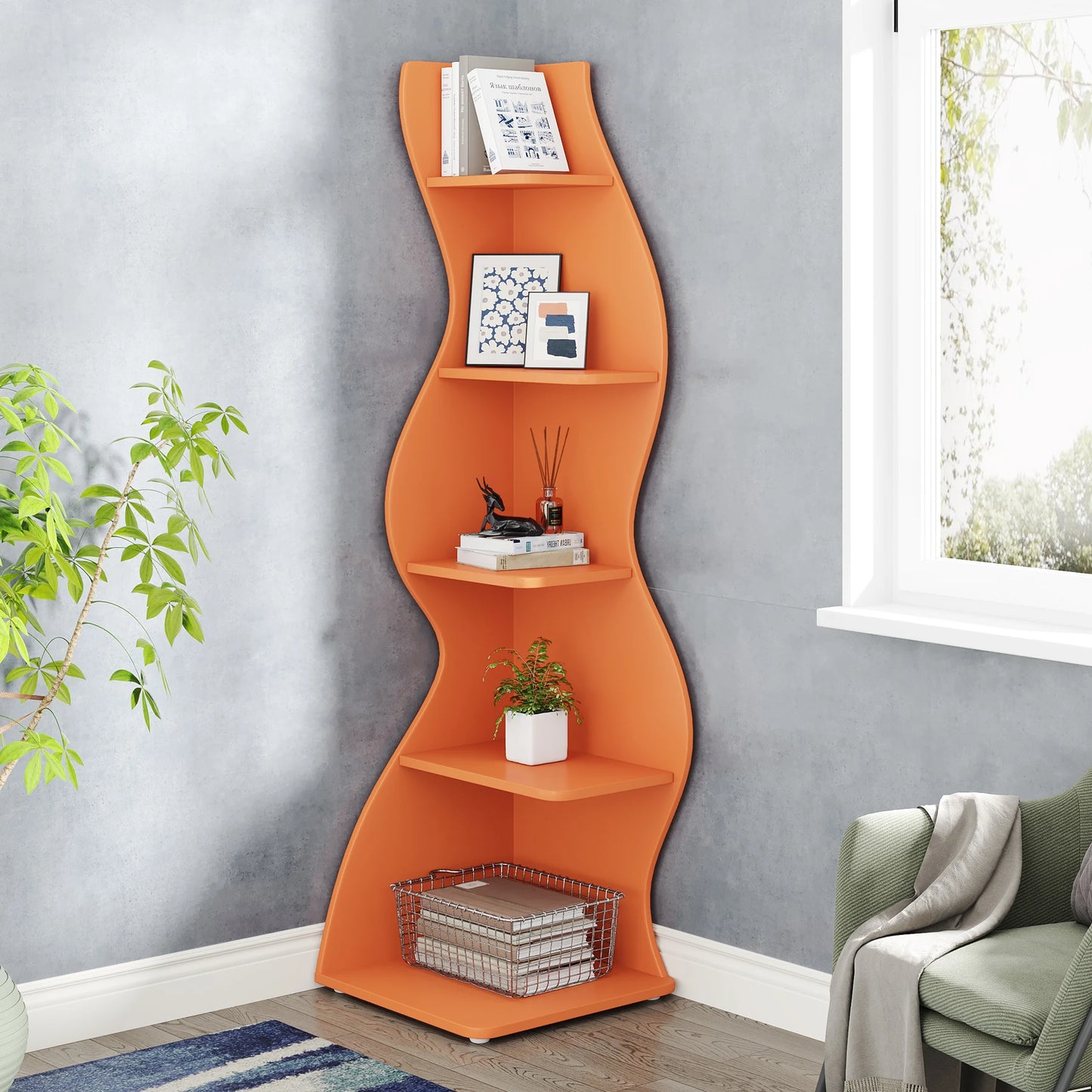 The Corner That Finally Does Something — Tribesigns 5-Tier Wall Corner Bookshelf & Plant Stand