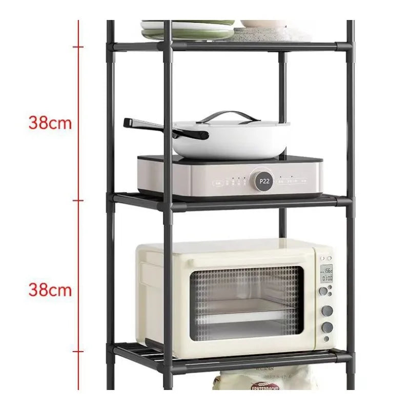 Kitchen storage cart for shelves - multi-level floor-standing household storage unit - bathroom shelf - microwave oven shelf