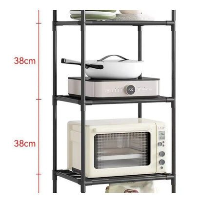 Kitchen storage cart for shelves - multi-level floor-standing household storage unit - bathroom shelf - microwave oven shelf