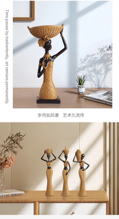 Woven in Gold — Tribal Weave Resin Sculpture in Bohemian Gold & Brown