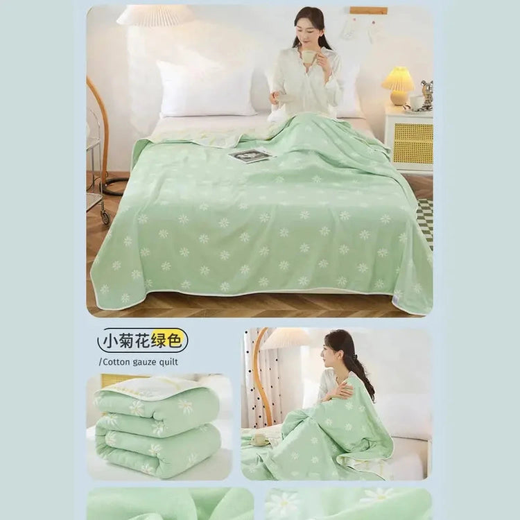 Cool Breathability Summer Quilt Multi-functional Cotton Gauze Fabric Towel Blanket Thin Breathable Duvet Skin-friendly Comforter Jonine’s Corner