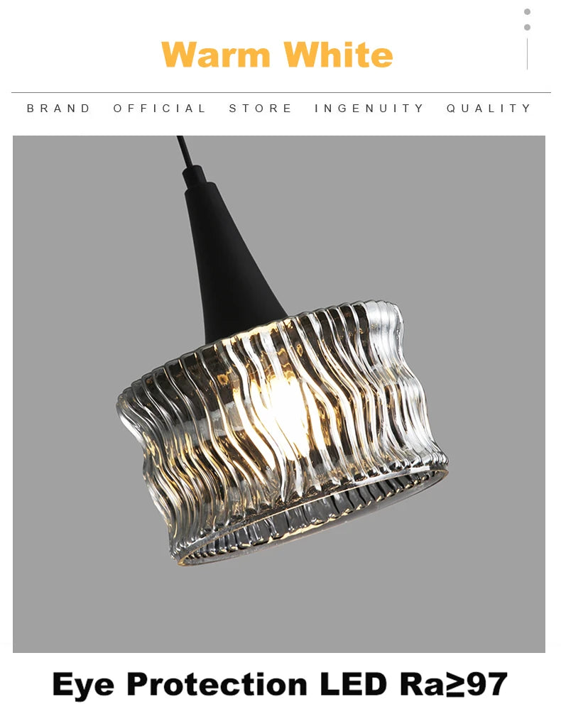Nordic Glass LED Pendant Lamp — Modern Luxury Hanging Light for Dining Room & Living Room