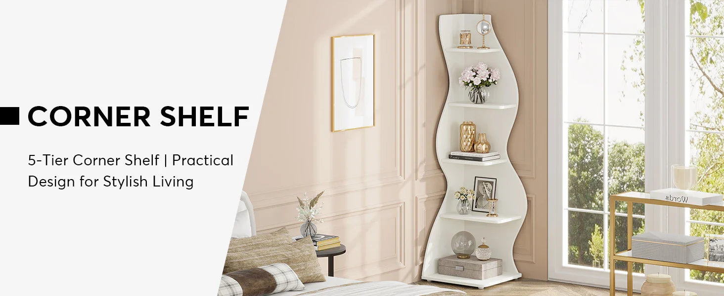 The Corner That Finally Does Something — Tribesigns 5-Tier Wall Corner Bookshelf &amp; Plant Stand