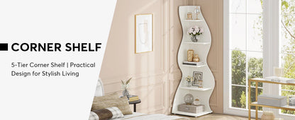 The Corner That Finally Does Something — Tribesigns 5-Tier Wall Corner Bookshelf &amp; Plant Stand