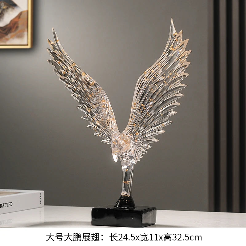 Gold Angel Wing Sculpture — Abstract Resin Figurine for Home Décor & Shelf Styling