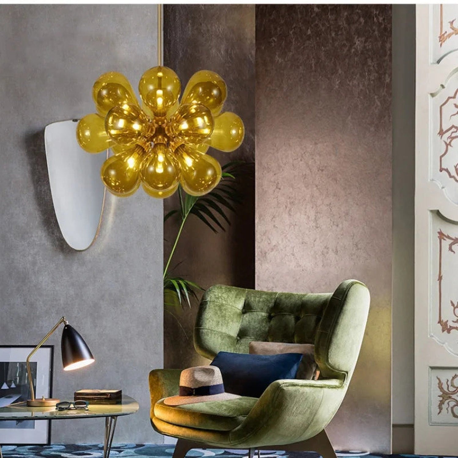 Suspended in Light — Designer Glass Bubble Chandelier for Bedroom &amp; Living Room
