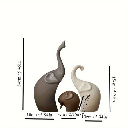 A Family That Stays Together — Nordic Matte Ceramic Elephant Family Figurines