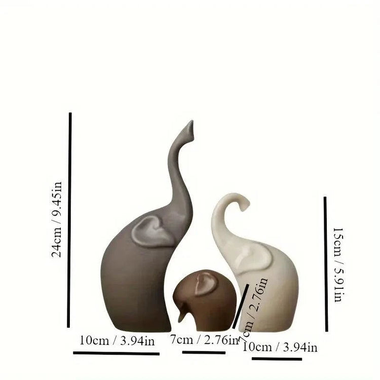 A Family That Stays Together — Nordic Matte Ceramic Elephant Family Figurines