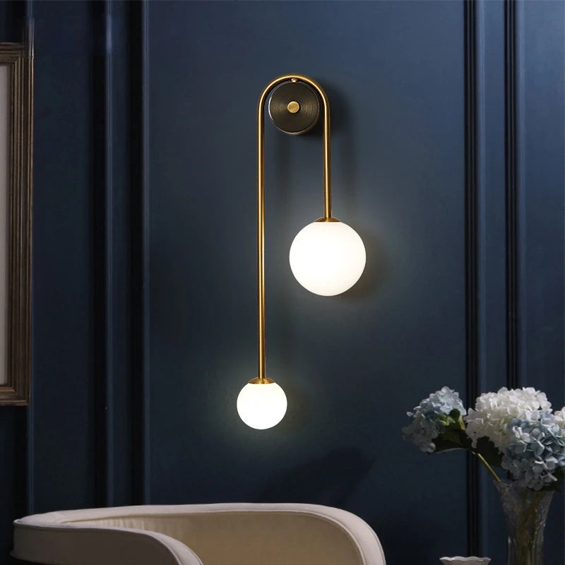 Gold Glass Ball LED Wall Sconce — Modern Bedroom & Living Room Light