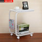 2-Tier Iron Rolling Side Table — Movable Sofa & Coffee Stand