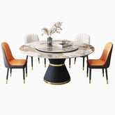 Round Sliding Table Luxury Table Stainless Steel Kitchen Islands Transparent Mesa Comedor Garden Furniture Sliding Dining Wash Jonine&