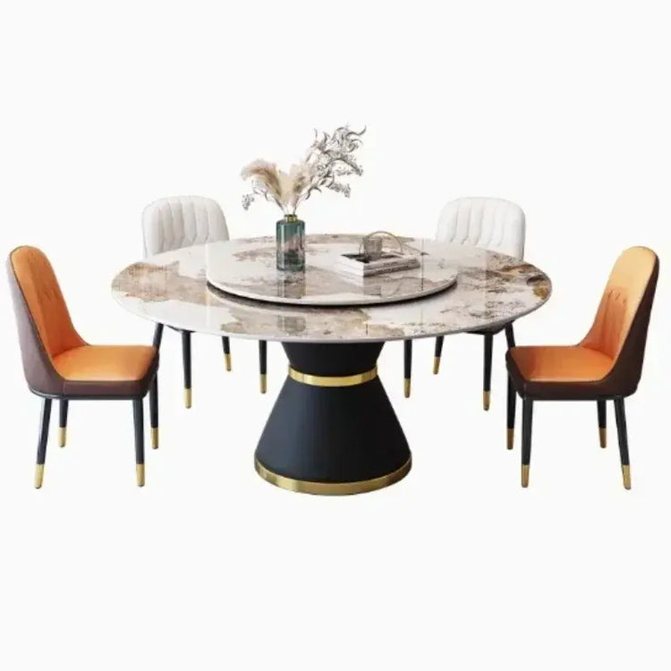 Round Sliding Table Luxury Table Stainless Steel Kitchen Islands Transparent Mesa Comedor Garden Furniture Sliding Dining Wash Jonine&