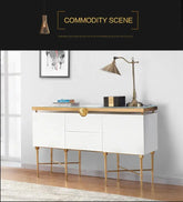 Modern Wooden Sideboard & Pantry Cabinet — Living Room Storage with Side Table Jonine’s Corner