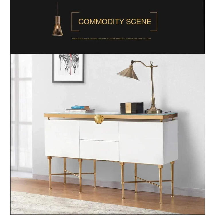 Modern Glass & Steel Sideboard Cabinet Jonine’s Corner