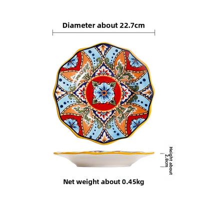 Hand-Painted Ceramic Steak Plate — Irregular Western Dinnerware