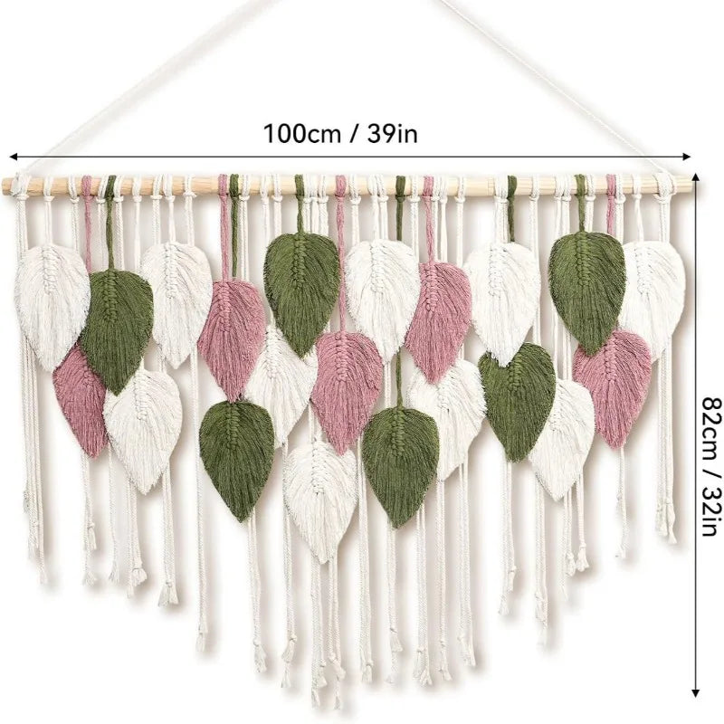 The Boho Wall — Macrame Leaf &amp; Feather Tapestry