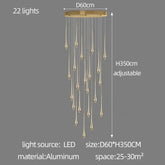 Golden Branch Staircase Chandelier — Multi-Light Pendant for Duplex & Statement Spaces Jonine&