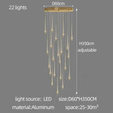 Golden Branch Staircase Chandelier — Multi-Light Pendant for Duplex & Statement Spaces Jonine&