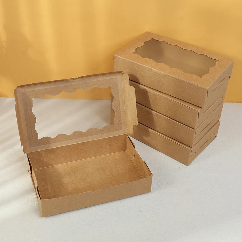 Kraft Paper Gift Boxes with Window — Set of 5, 10, or 20