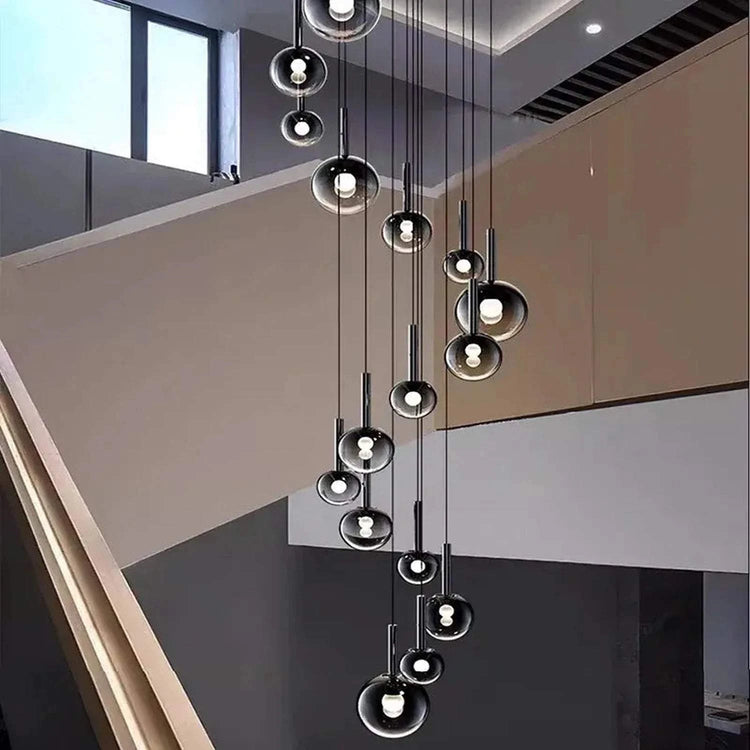 Nordic Stair Chandelier pendant light hanging in modern living and dining room