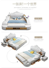 Headboard Storage Double Bed Queen Drawers King Size Smart Bed Luxury Princess Modern Letto Matrimoniale Bedroom Furniture Jonine&