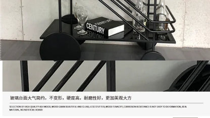 Iron Art Rolling Bar & Serving Cart