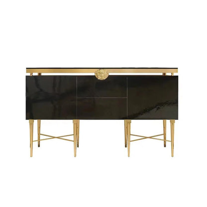 Modern Glass &amp; Steel Sideboard Cabinet