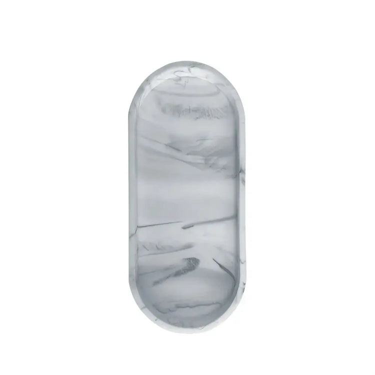 New Silicone Bathroom Vanity Tray Oval Marble Kitchen Countertop Storage Tray Non Slip Decorative Tray Toilet Tank Tray