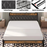 ANCTOR Twin/TwinXL/Full/Queen/King/CaliforniaKing Bed Frames, Storage Headboard with Outlets, No Noise, No Box Springs Needed Jonine&