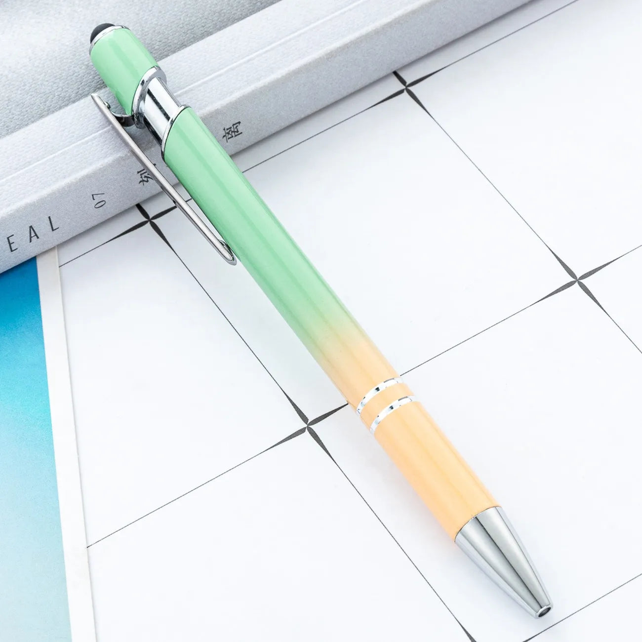 20-200Pcs Gradient Metal Ballpoint Pens with Stylus Tip Free Custom Logo Ballpens for Corporate Gifts & Wedding Favors