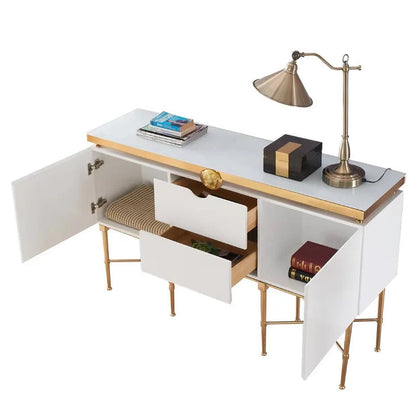 Modern Glass &amp; Steel Sideboard Cabinet