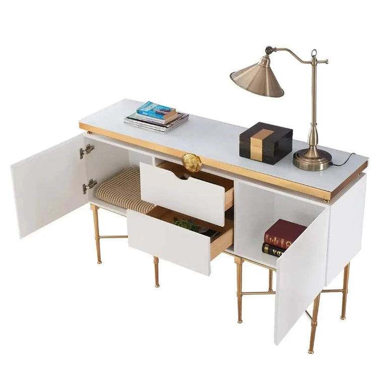 Modern Glass & Steel Sideboard Cabinet Jonine’s Corner
