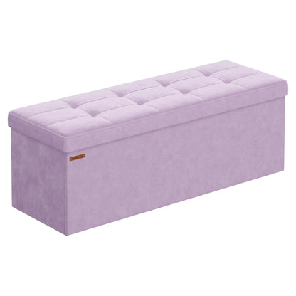 SONGMICS Foldable Storage Ottoman: 38 x 110 x 38 cm Cube Bench (300 kg capacity) for Living Room, Bedroom